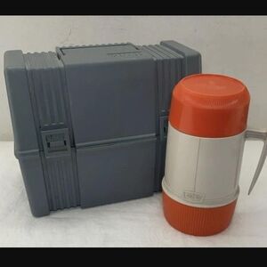 VINTAGE Thermos 1980s Lunchbox Set Orange / Beige Food Jar HIGHLY COLLECTIBLE